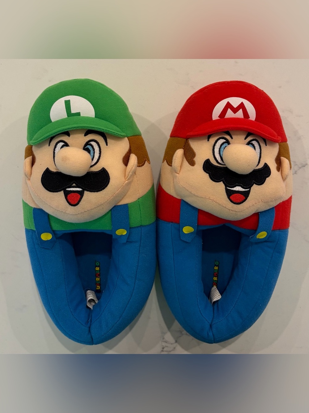Nintendo Mario & Luigi Blue Red Green Plush Kids One Piece Slippers